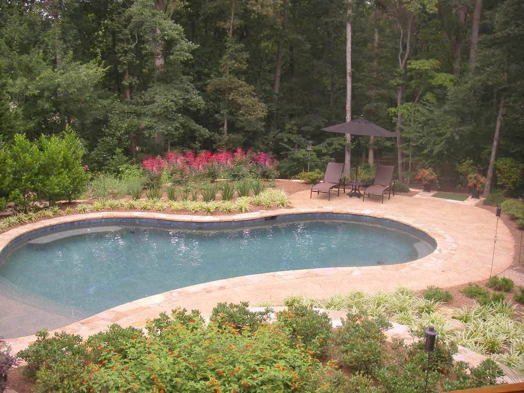 view of pool from house